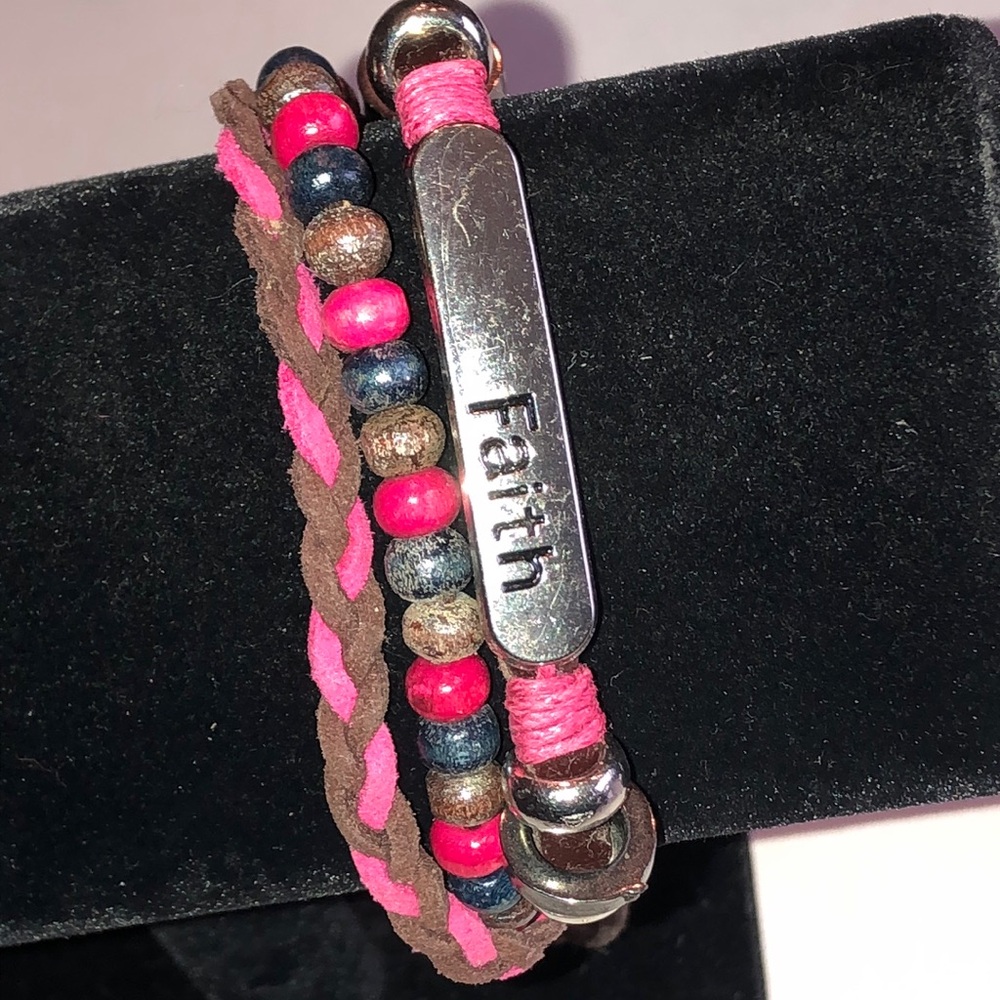 Faith Pink & Brown Multi- Strand Bracelet